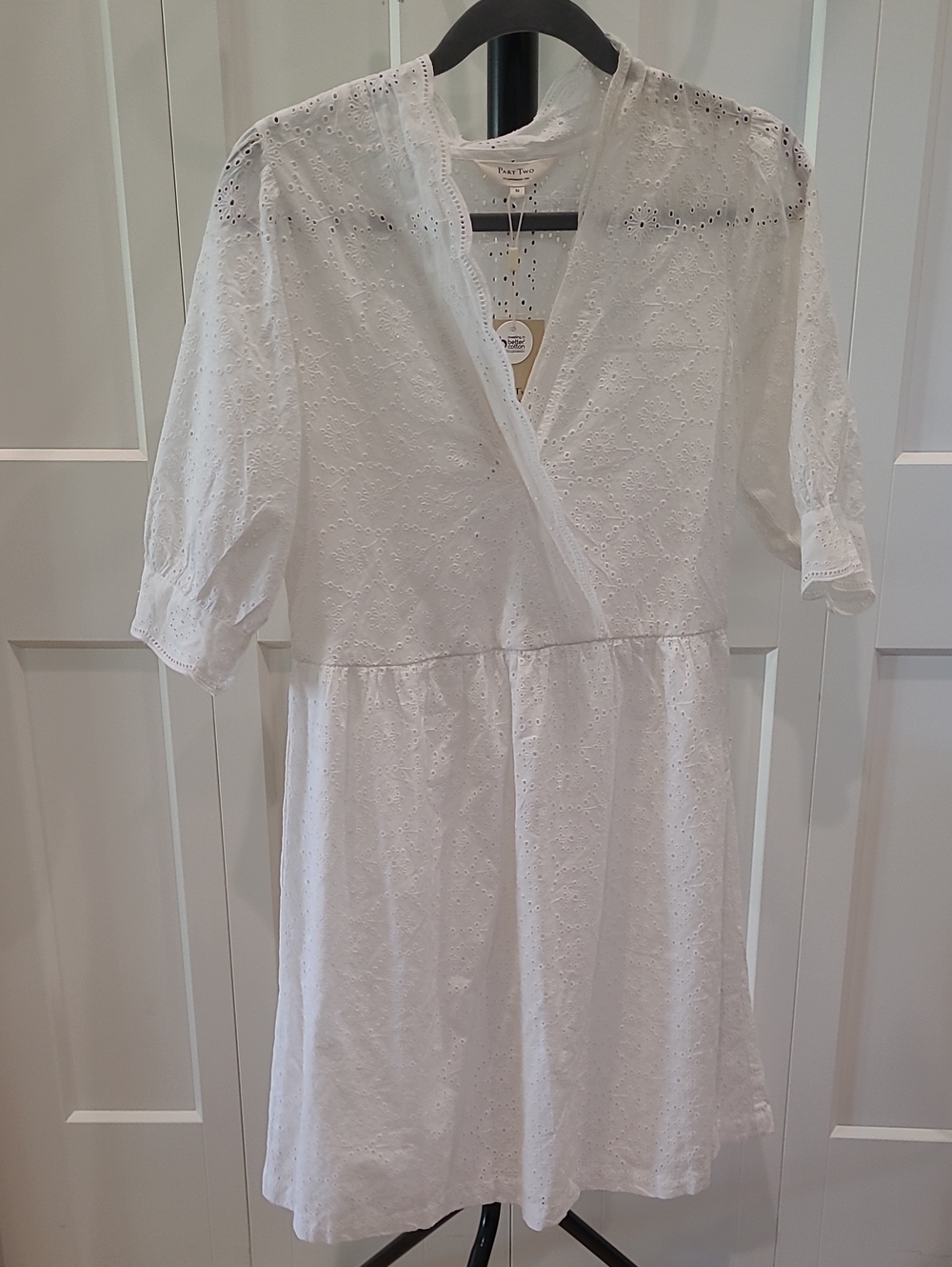 PART TWO White Eyelet Cotton Wrap-Front Dress NWT